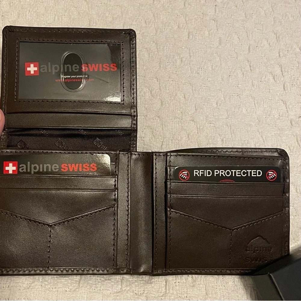 Alpine Swiss Dark Brown Leather‎ Card Holder